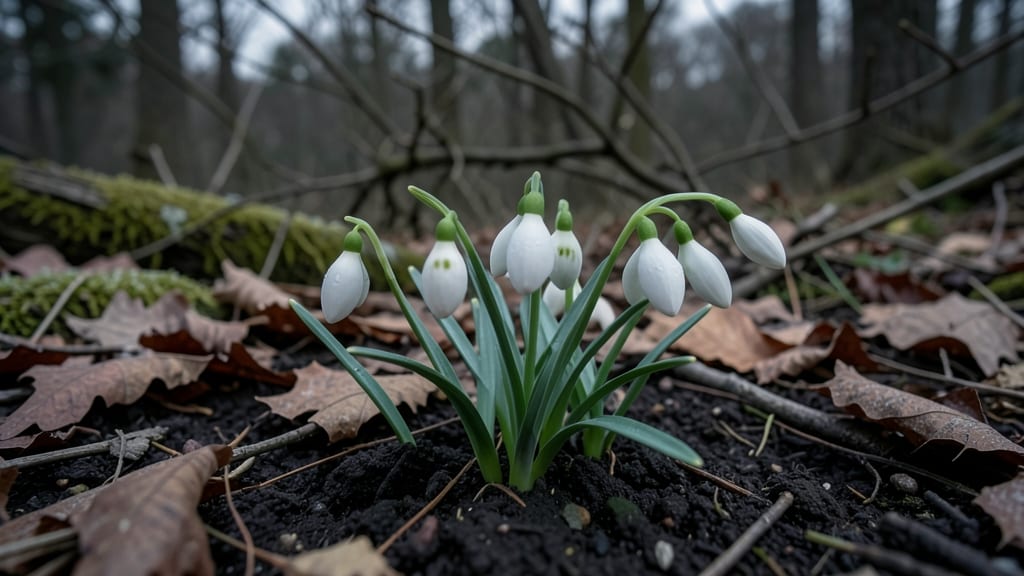 Snowdrop Galanthus Nivalis Blooms Early